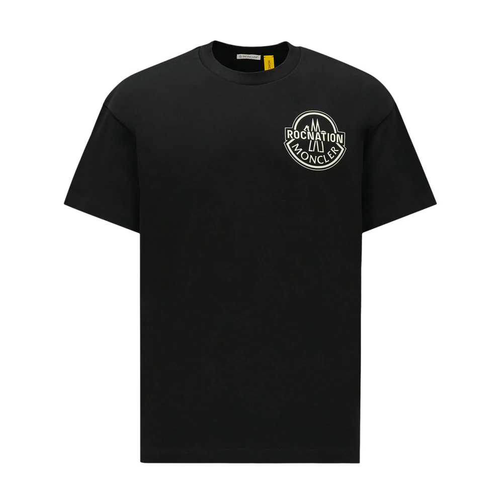 Moncler Zwart T-shirt met bedrukt logo Black Heren
