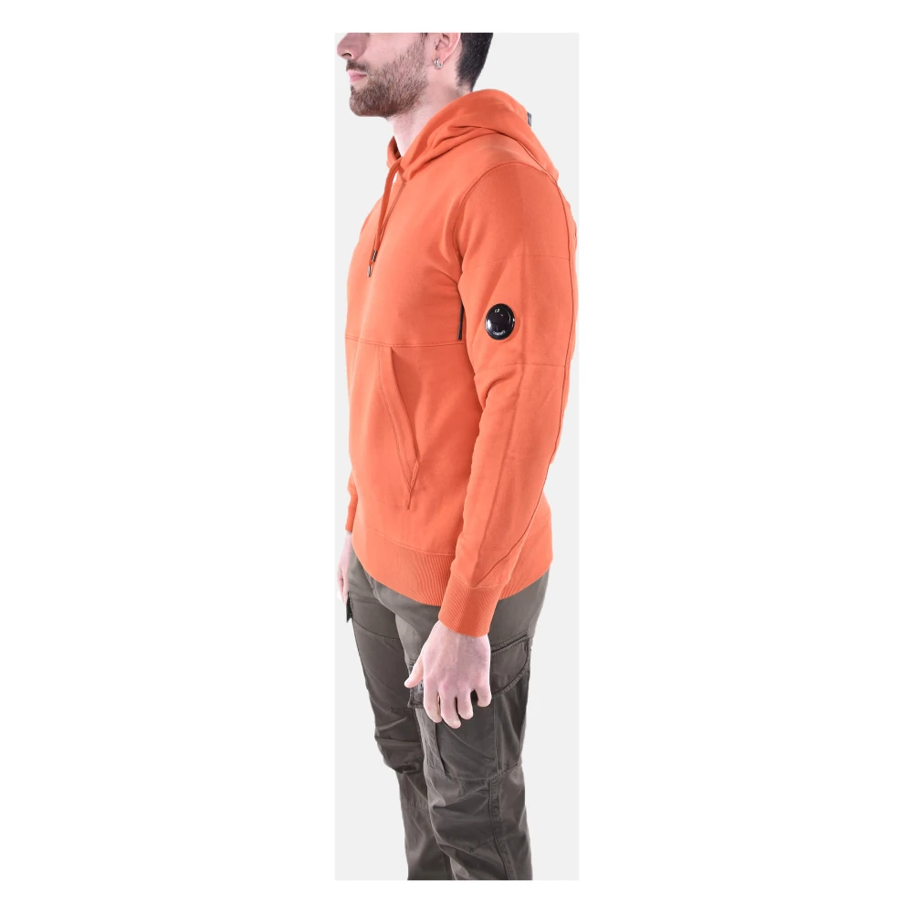 C.P. Company Oranje Diagonaal Verhoogd Fleece Hoodie Orange Heren
