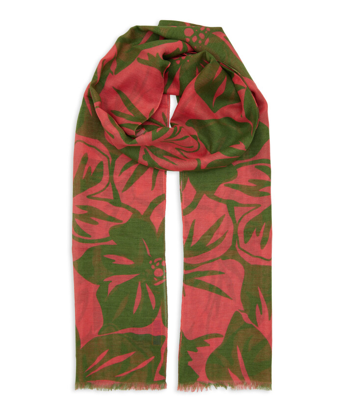 echarpe-unisexe-rose-en-coton-et-lin-avec-motif-floral