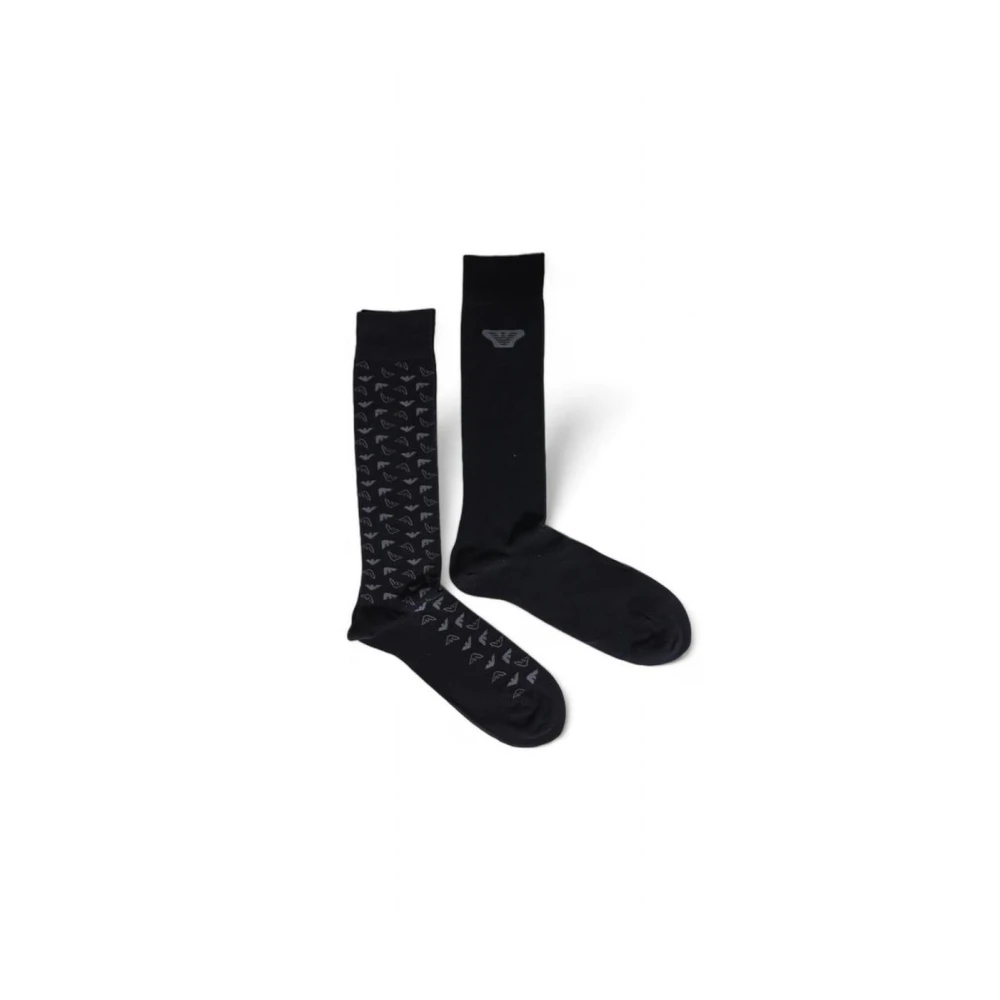 Emporio Armani Adelaar Logo Stijl Katoenen Sokken Black Heren