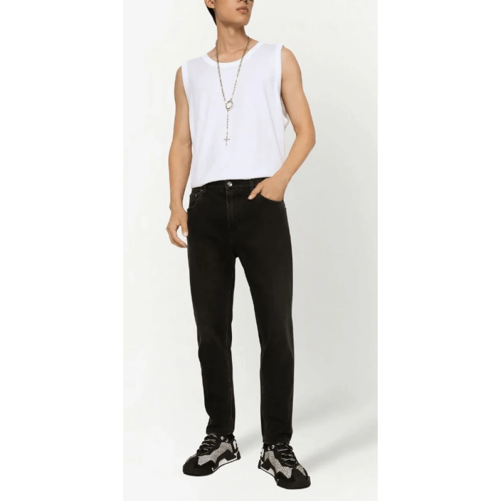 Dolce & Gabbana Moderne Zwarte Tapered Jeans Black Heren