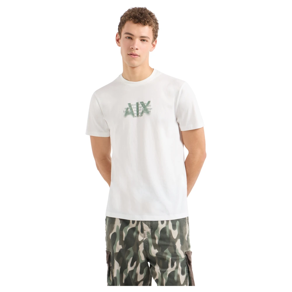Armani Exchange Regular fit T-shirt met urban military logo White Heren