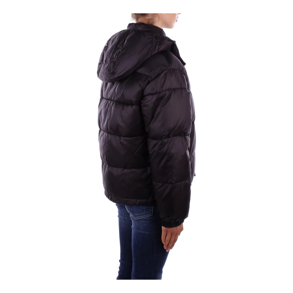pinko Zwarte jas met afneembare capuchon Black Dames
