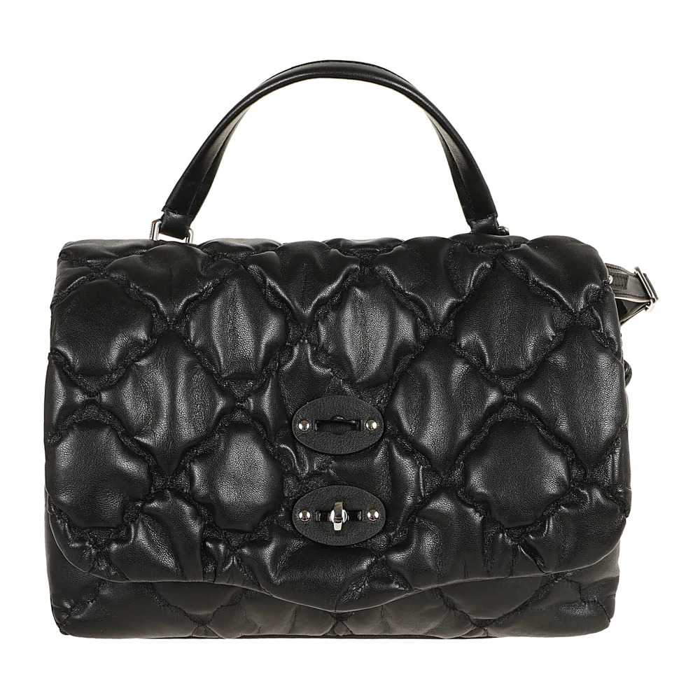 Zanellato Zwarte leren schoudertas Black Dames
