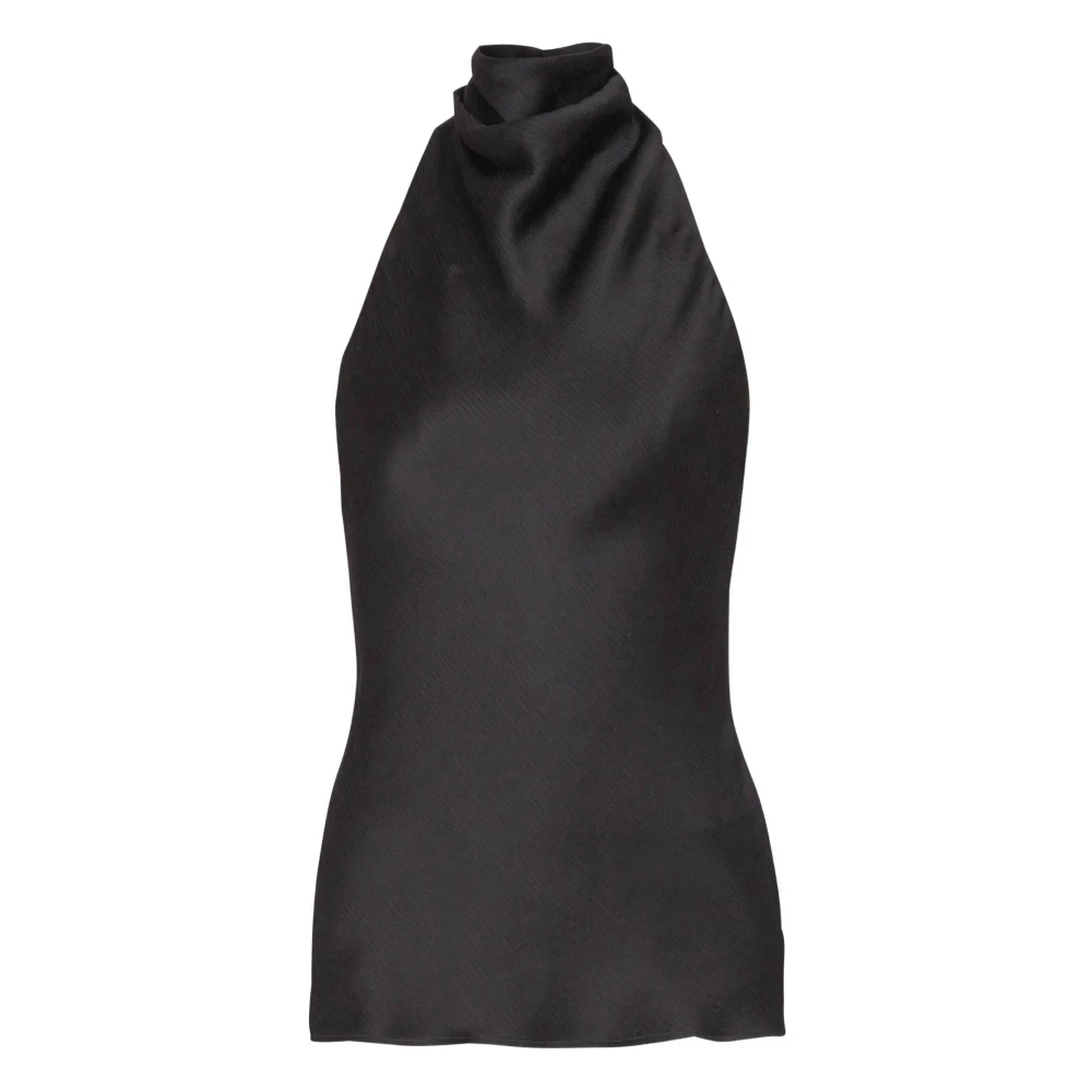 Balmain Women's Black Draped-Effect High Neck Top