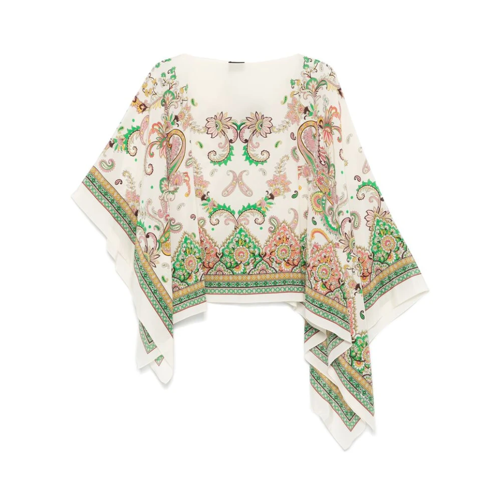 ETRO Beige Asymmetrische Boothals Cape Multicolor Dames