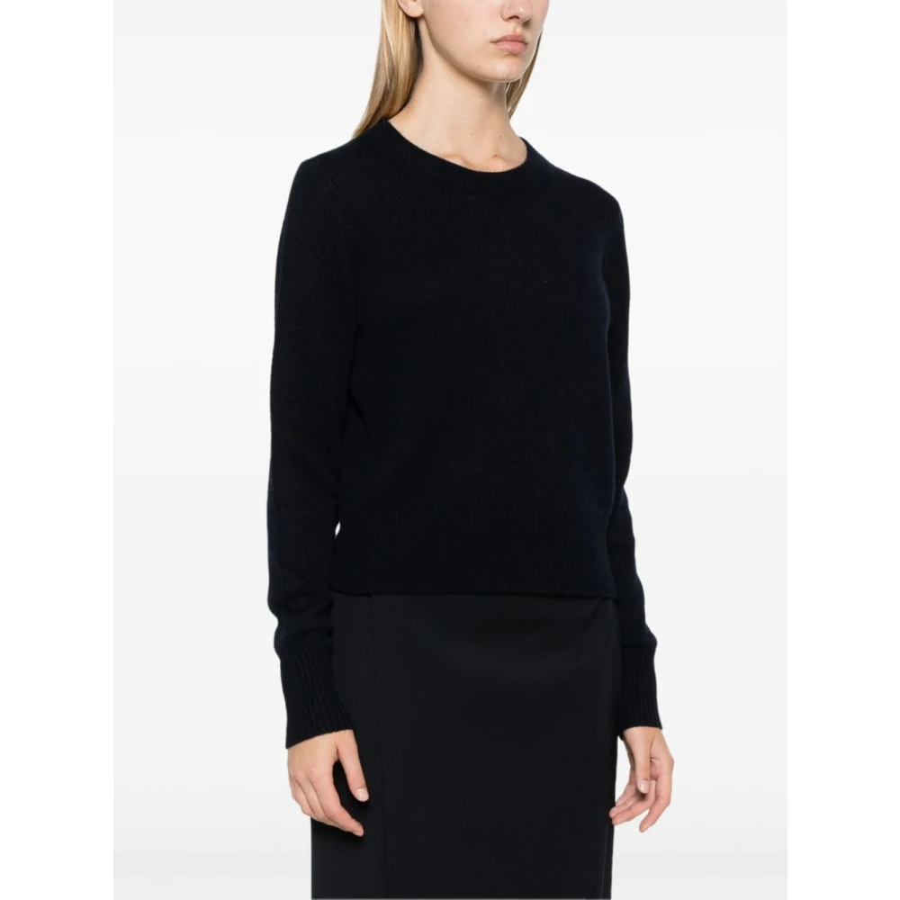 allude Blauwe Cashmere Trui Geribbelde Zoom Blue Dames