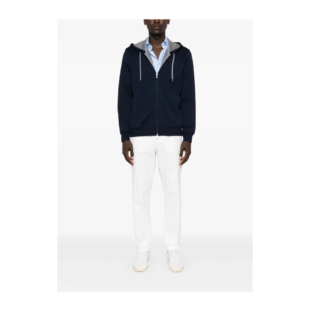 BRUNELLO CUCINELLI Luxe capuchontrui voor garderobe Blue Heren