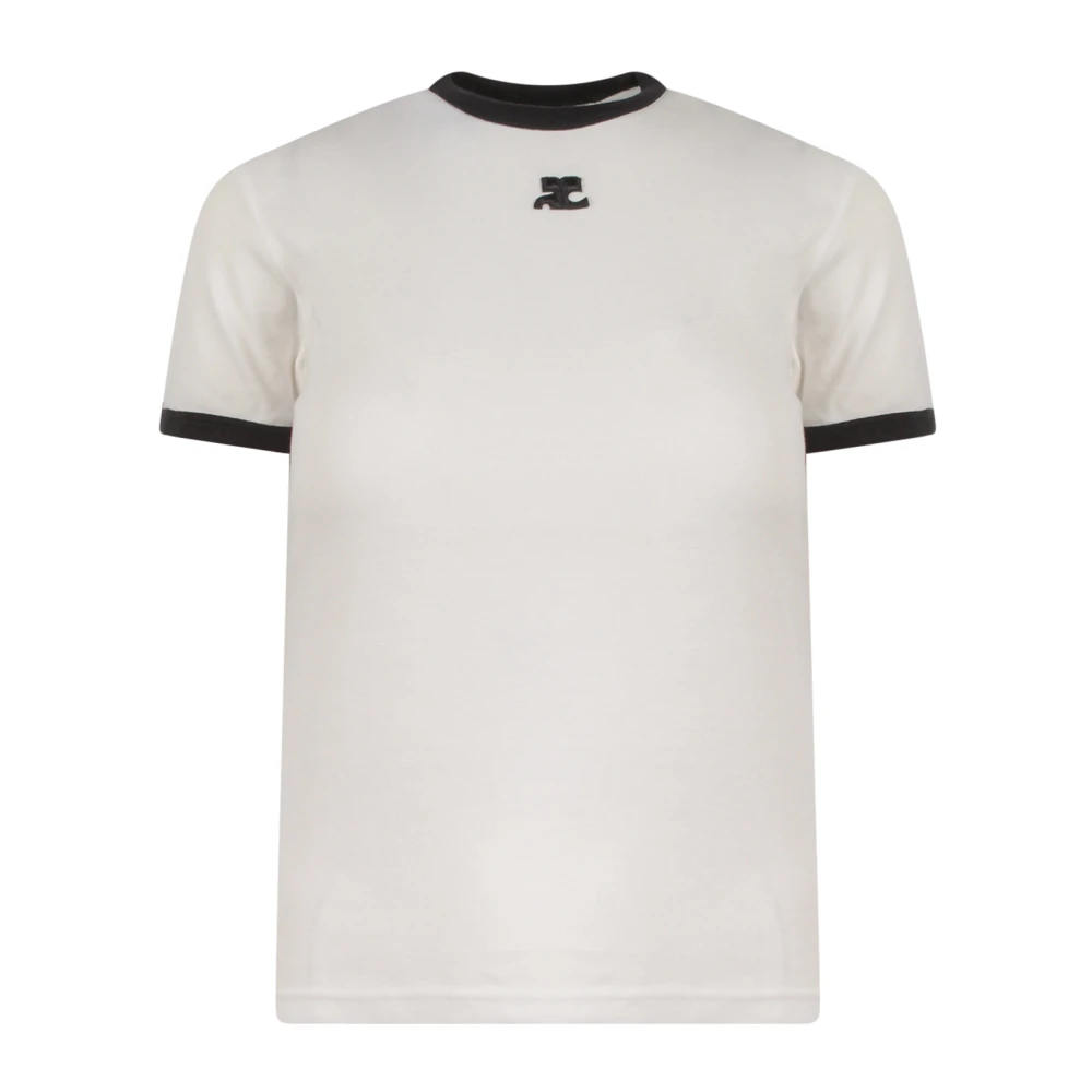 Courrèges Logo Katoenen T-Shirt White Dames