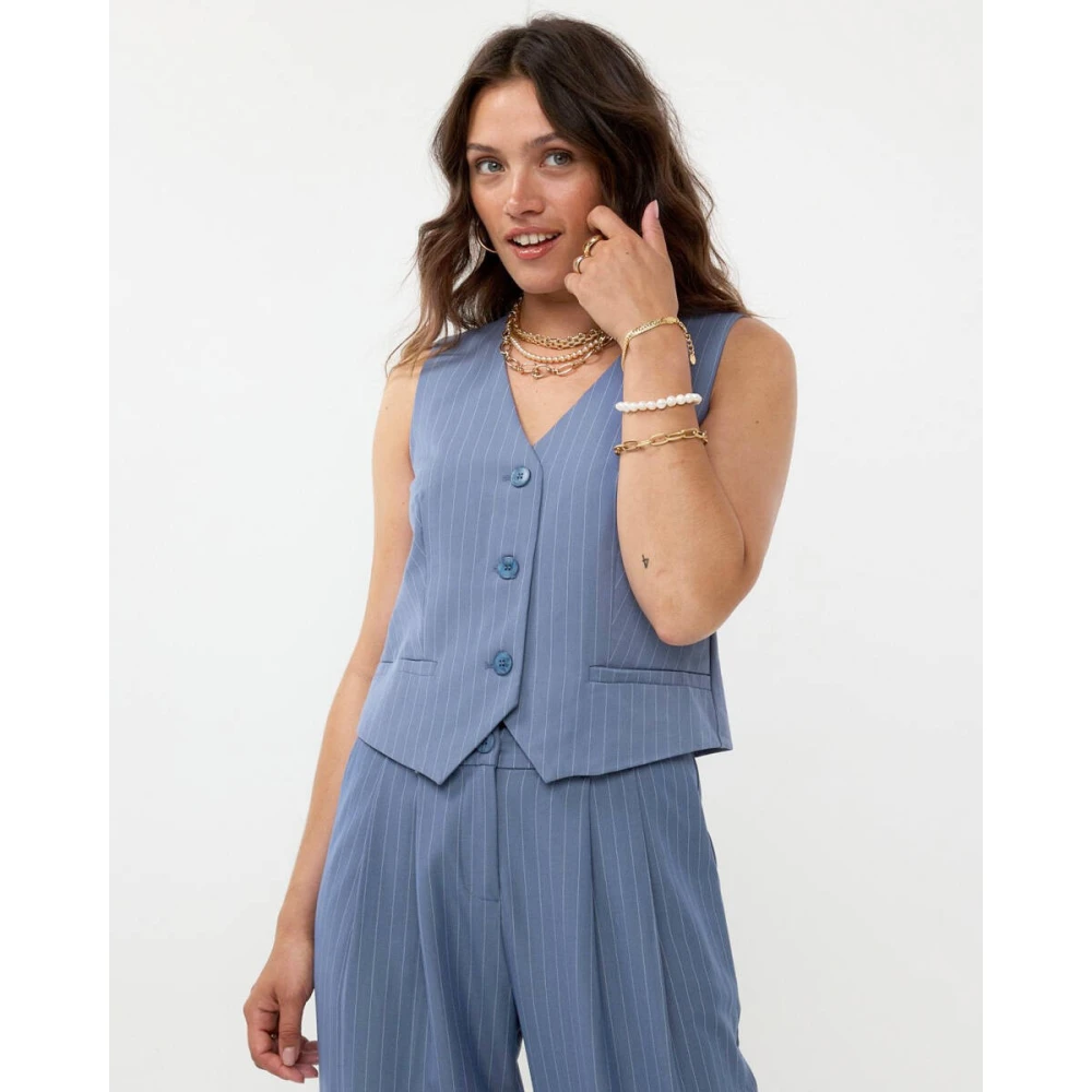 Ydence Stijlvolle Nadine Gilet Vest Blue Dames