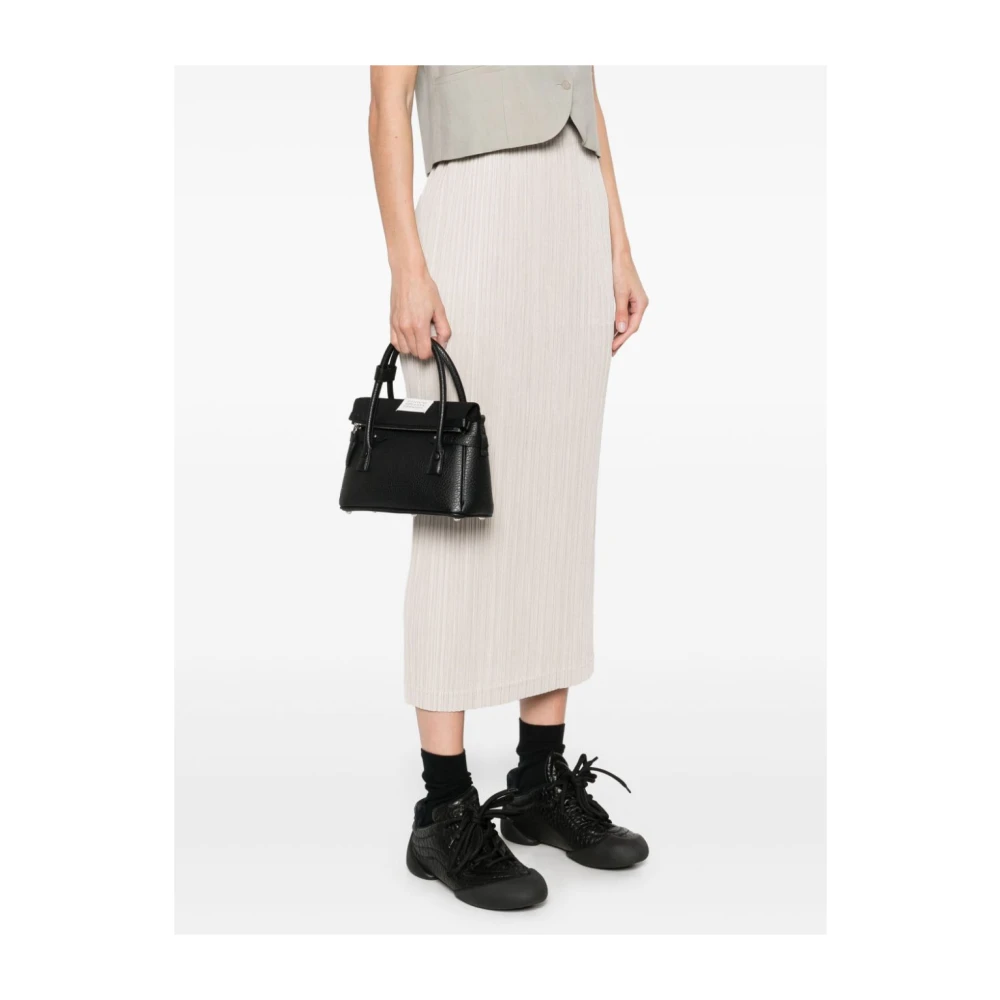 Maison Margiela Zwarte Leren Handtas Rits Sluiting Black Dames