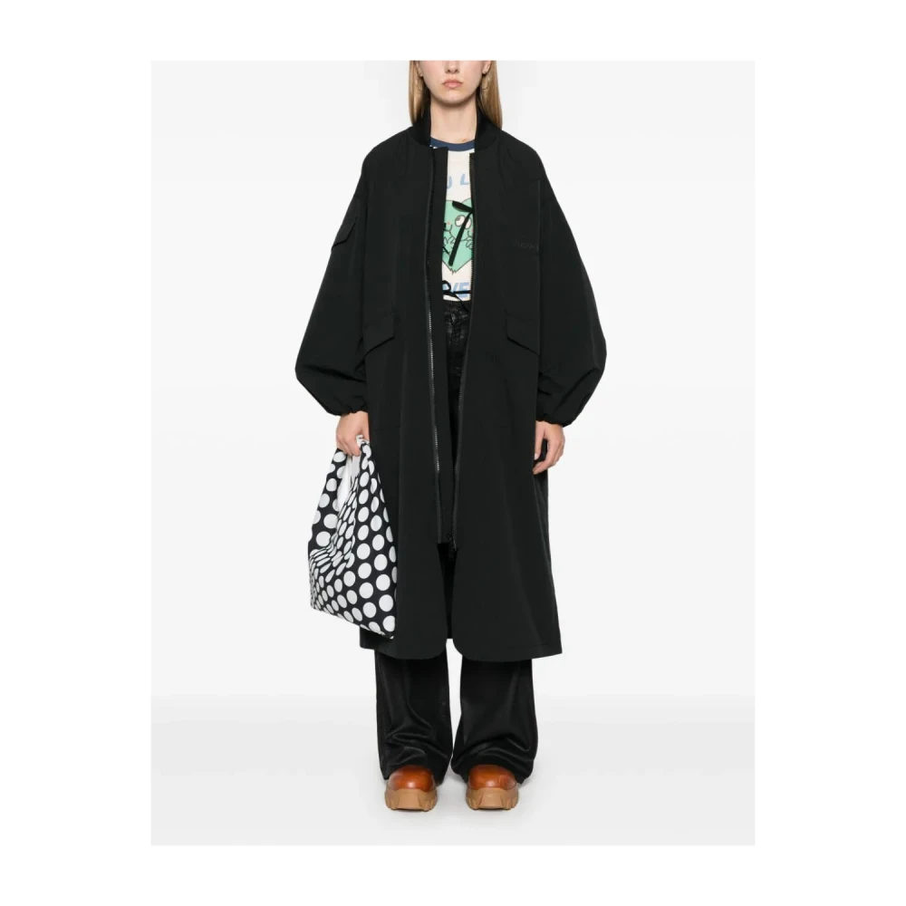Ganni Zwarte Oversized Shell Coat Black Dames