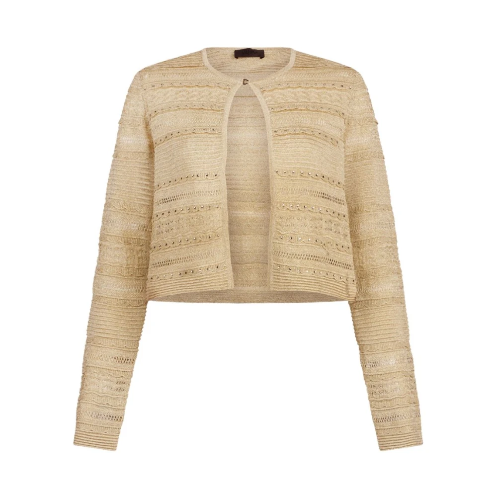 Liu Jo Women's Beige Cardigans, Xs, Openwork Cardigan