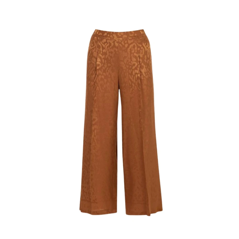 Carolina Herrera Zijden Jacquard Rechte Pijp Broek Brown Dames