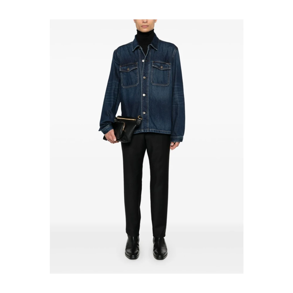 Tom Ford Blauwe herenouterwear Aw24 Blue Heren