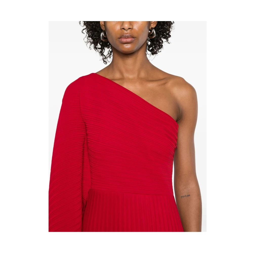 Solace London Robijnrode One-Shoulder Pencil Jurk Red Dames