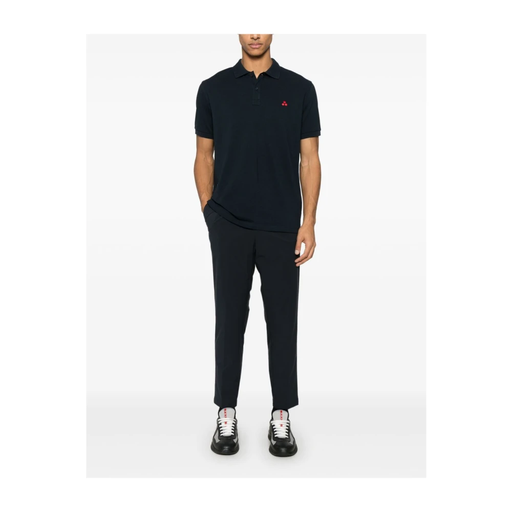 Peuterey Blauw Poloshirt met Logo Borduursel Blue Heren