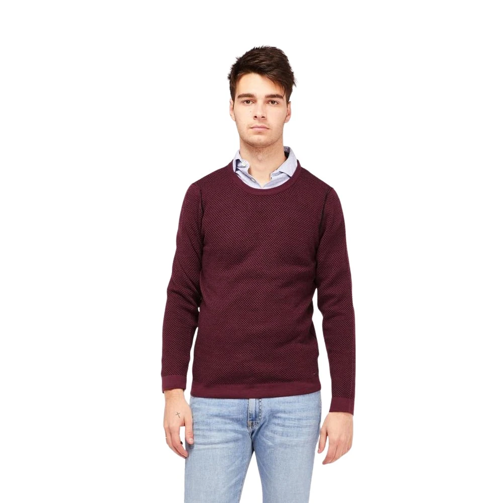 Gas , Round-Neck Knitwear, Male, Red, Xl, Round-Neck Pullover