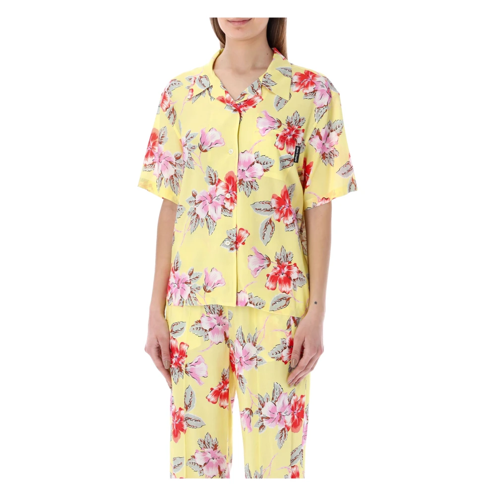 Palm Angels Hibiscus Bowling Shirt Modieuze Vrouw Yellow Dames