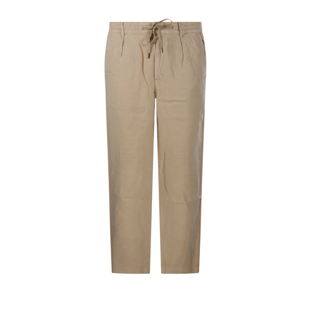 Ralph Lauren Men's Brown Straight Trousers, Xl, Lateef Slim Tapered Fit Linen Pant
