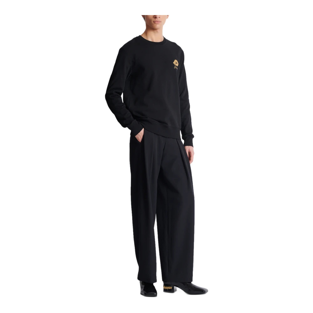 Balmain Sweatshirt met Kiss Print Black Heren
