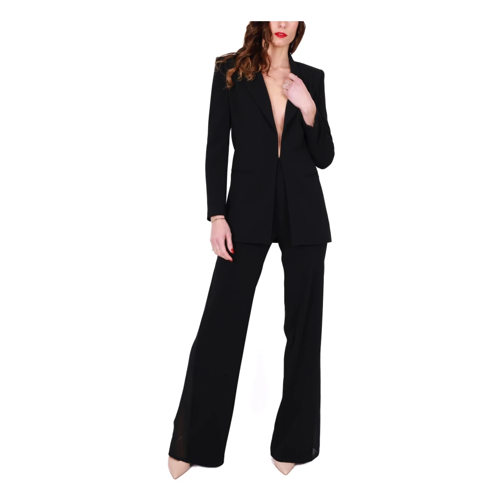 Elisabetta Franchi Elegante lange jas en palazzo broek Black Dames