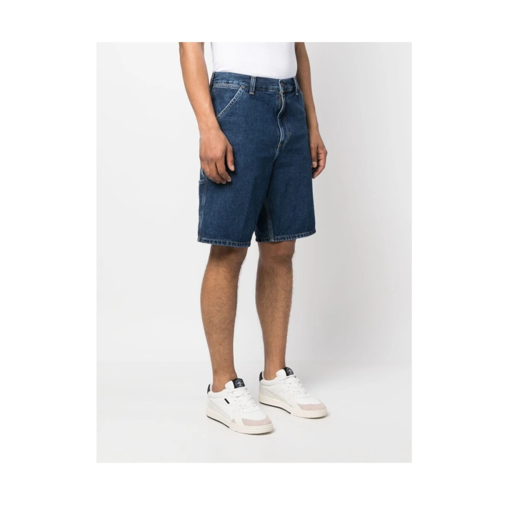 Carhartt WIP Denim Logo Patch Above-Knee Shorts Blue Heren