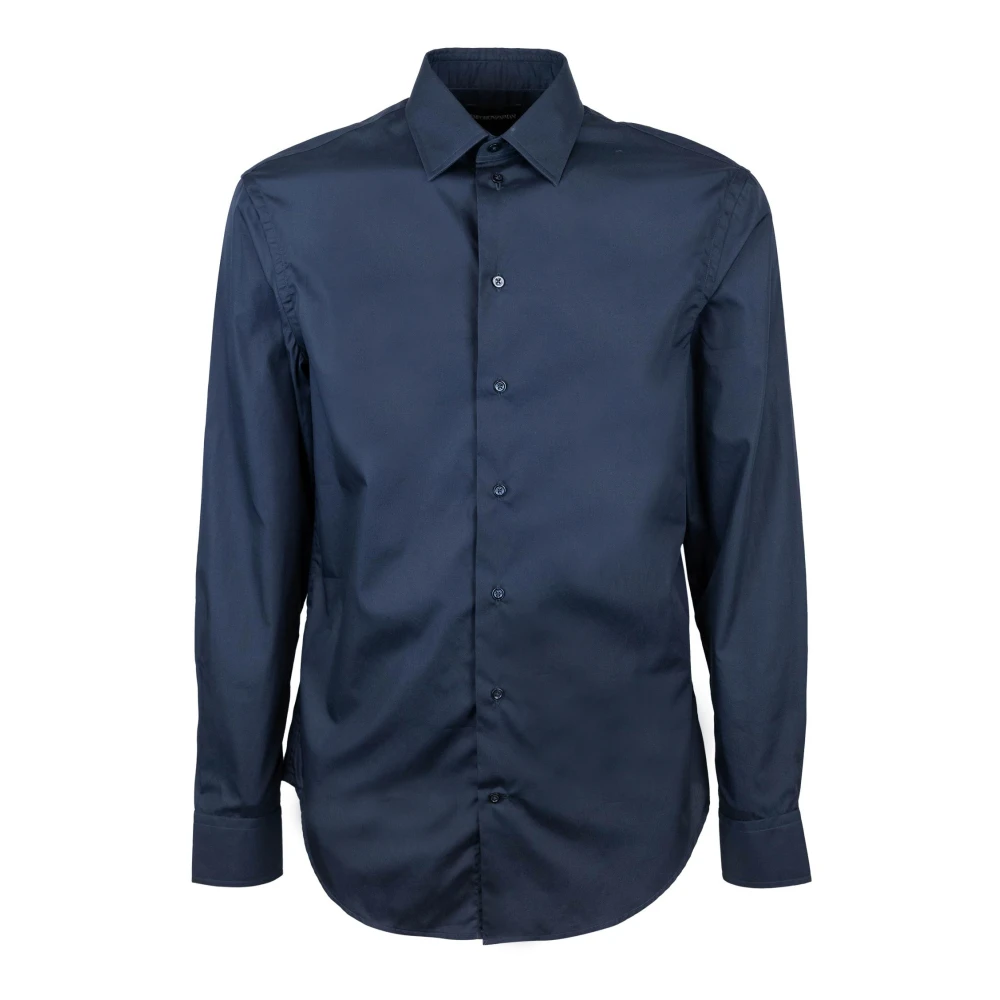 Emporio Armani Men's Blue Shirts, Male,, Elegant Slim Fit Medium