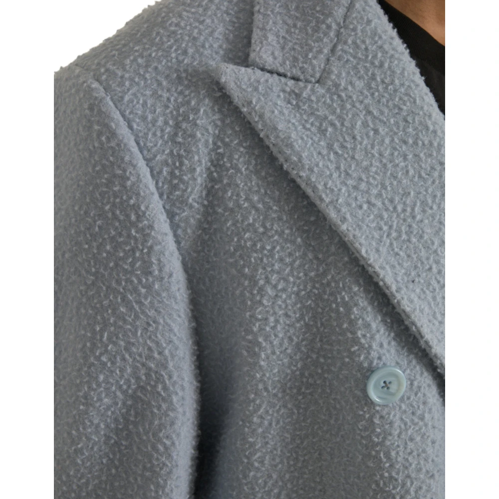 Dolce & Gabbana Blauwe Dubbelrijige Trenchcoat Jas Blue Heren