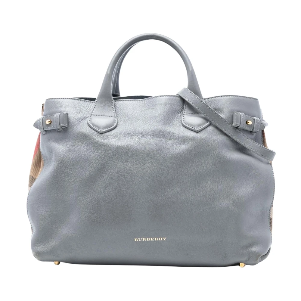 Burberry Vintage Women's Gray Pre-Owned Classic Leather Tote Bag