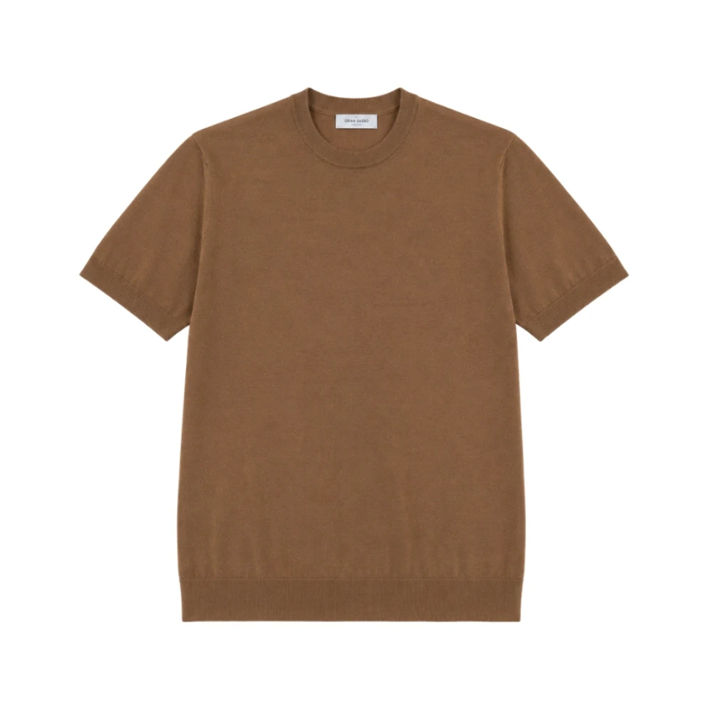 Gran Sasso Brown Round-Neck Knitwear, Male, M, Round-Neck Knitwear