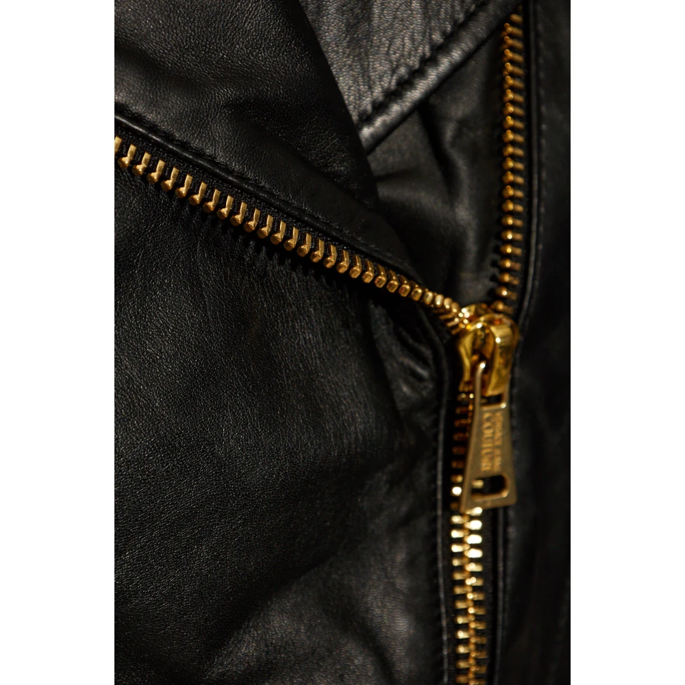 Versace Jeans Couture Leren jas met korte mouwen Black Dames