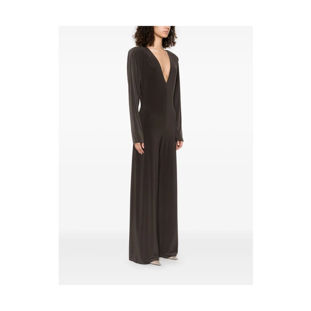Norma Kamali Koffiebruine Gesp Sluiting Jumpsuit Brown Dames