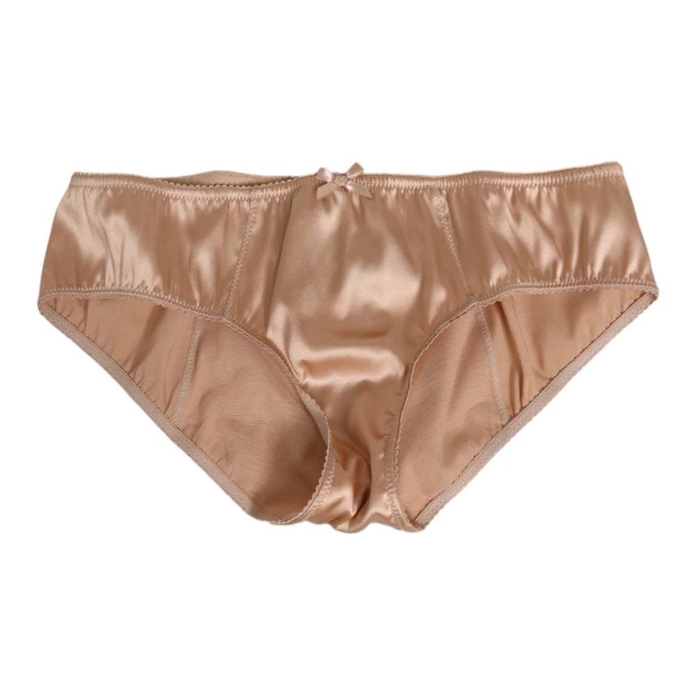 Dolce & Gabbana Women's Beige Silk Satin Floral Lace Panty Brief - Underpants - Xs - Underwear