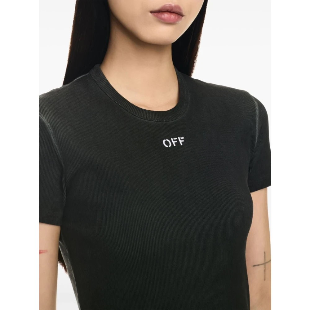 Off White Grijze T-shirts en Polos met Logo Gray Dames