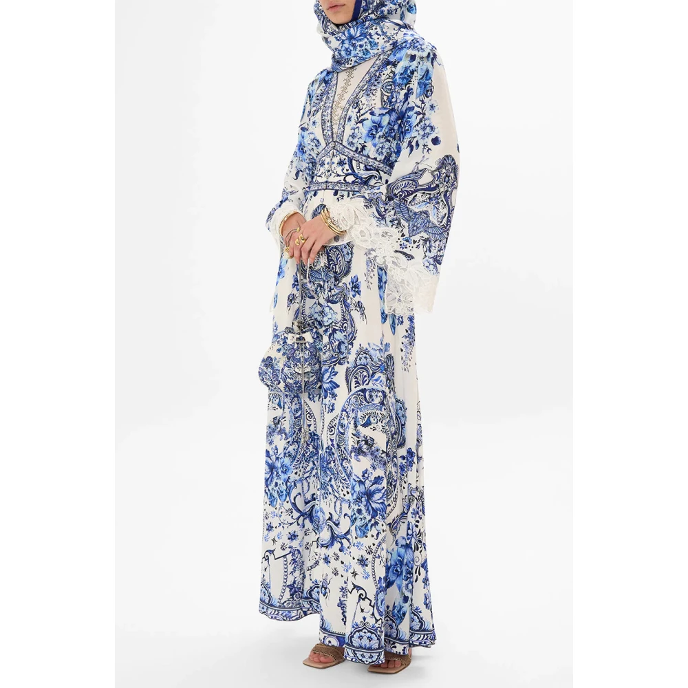 Camilla Kimono-mouw zijden jurk met rimpeldetail Multicolor Dames