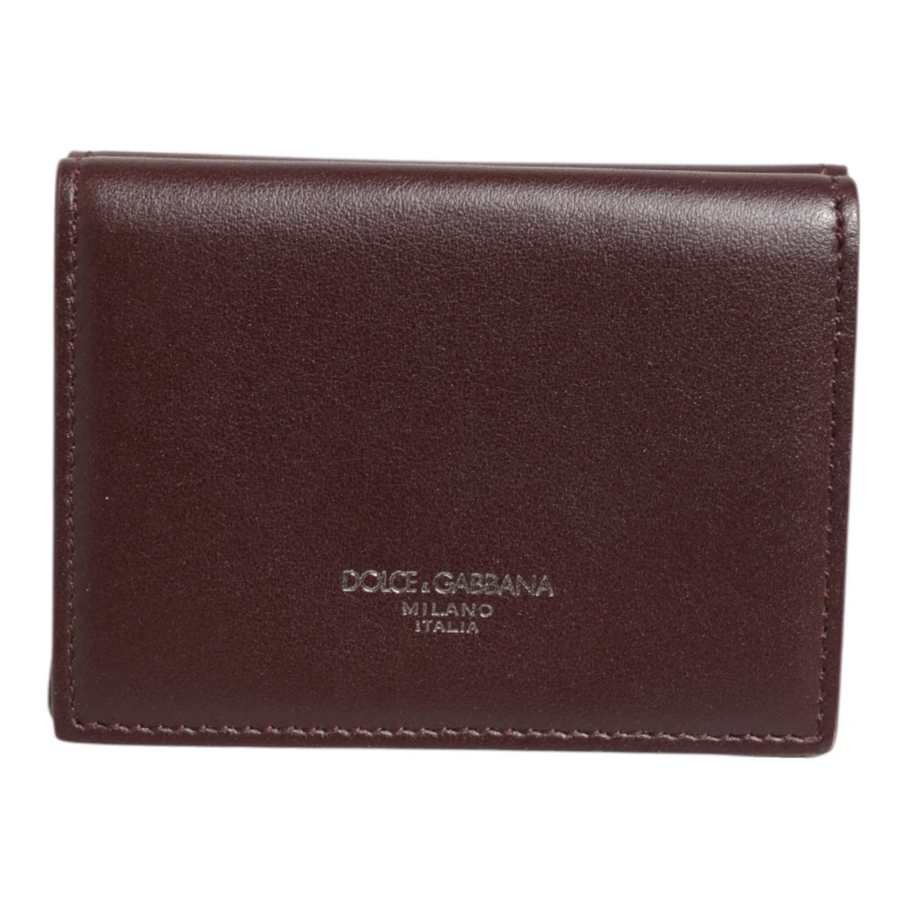 Dolce & Gabbana , Wallets & Cardholders, Male, Brown, One Size, Leather Embossed Logo Trifold Card Holder