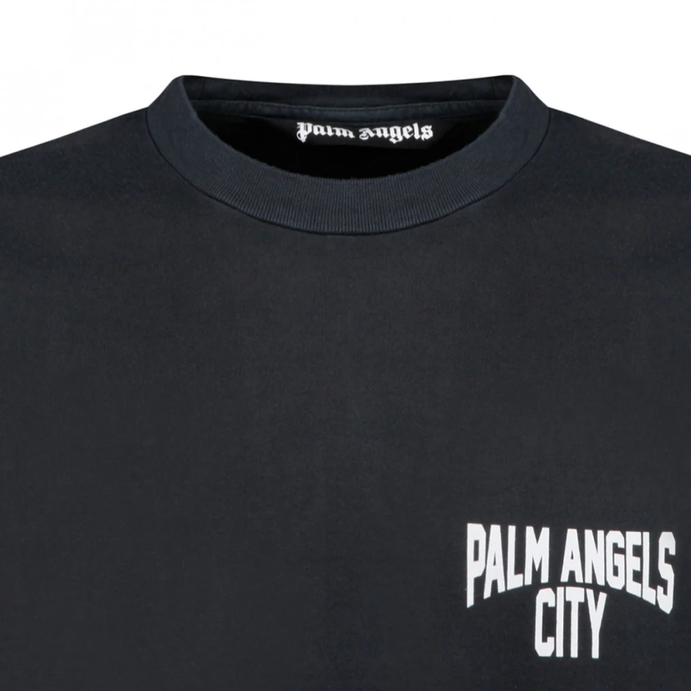 Palm Angels Grijze Logo T-Shirt met Crew Neckline Gray Heren