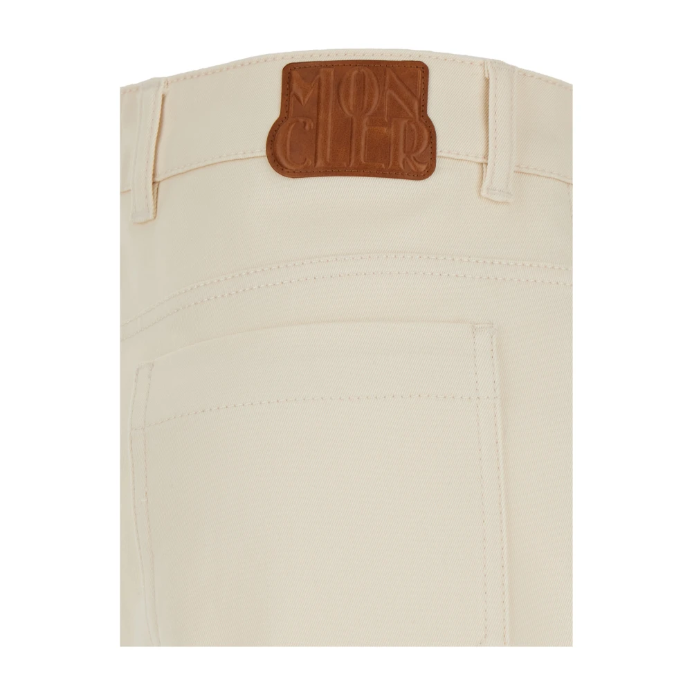 Moncler Beige Katoenen Five Pocket Jeans met Logo Patch Beige Dames