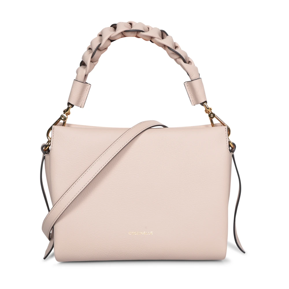 Coccinelle Omzetbare leren tas met gevlochten handvatten Pink Dames