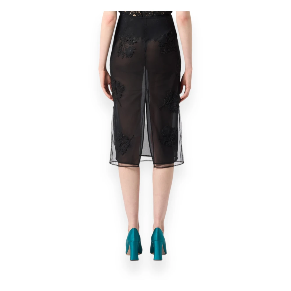 Blumarine Bloemen Borduur Rok Black Dames