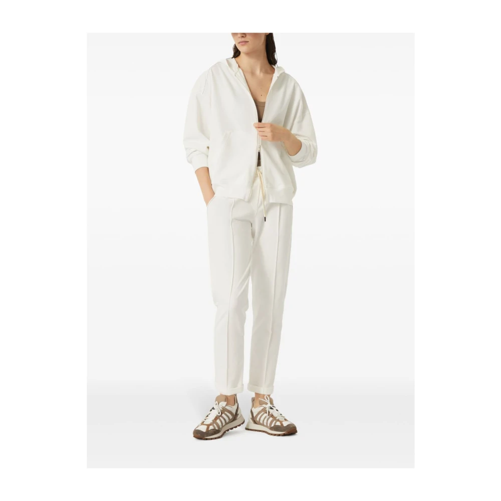 BRUNELLO CUCINELLI Witte katoenen stretch joggingbroek White Dames