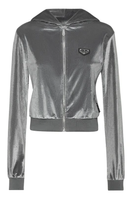 Chenille Hoodie Sweatjacket Strass Skull
