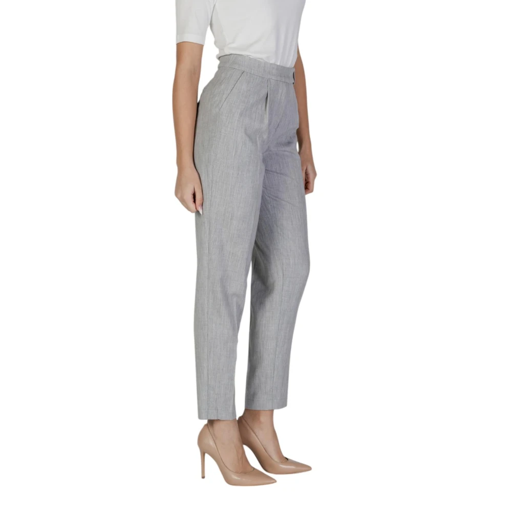 Vila Marl Patroon High-Waisted Geplooide Broek Gray Dames
