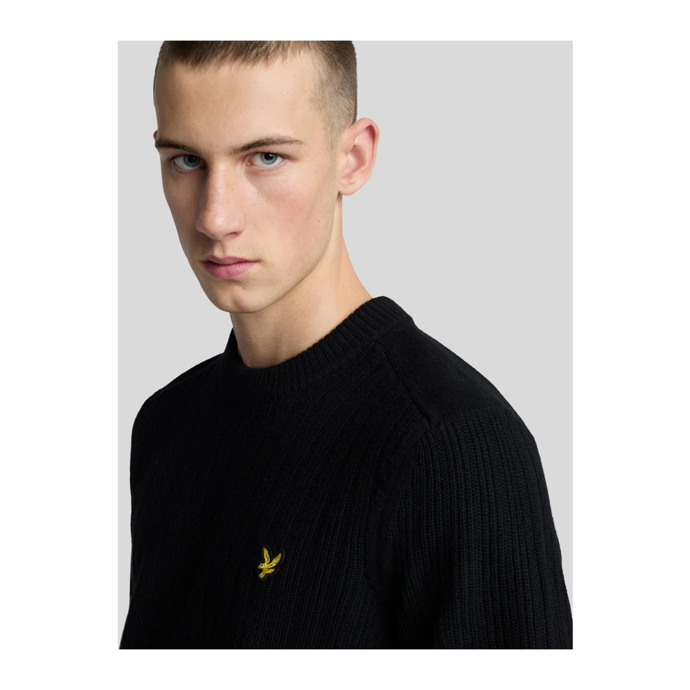 Lyle & Scott Mid Knits Ribbed Crew Neck Jumper Black Heren