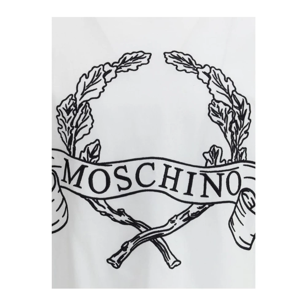 Moschino Geborduurd Maxi Monogram Katoenen T-shirt White Heren
