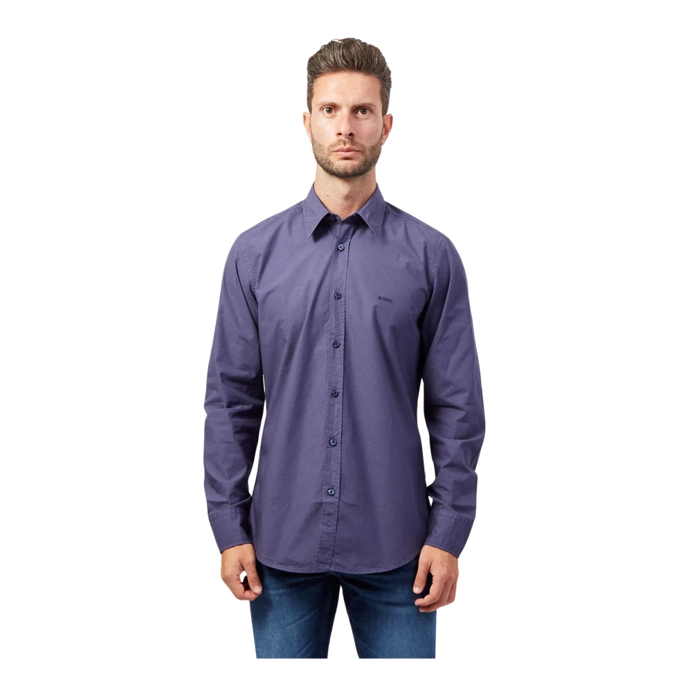 Boss Blauw Regular Fit Overhemd Blue Heren