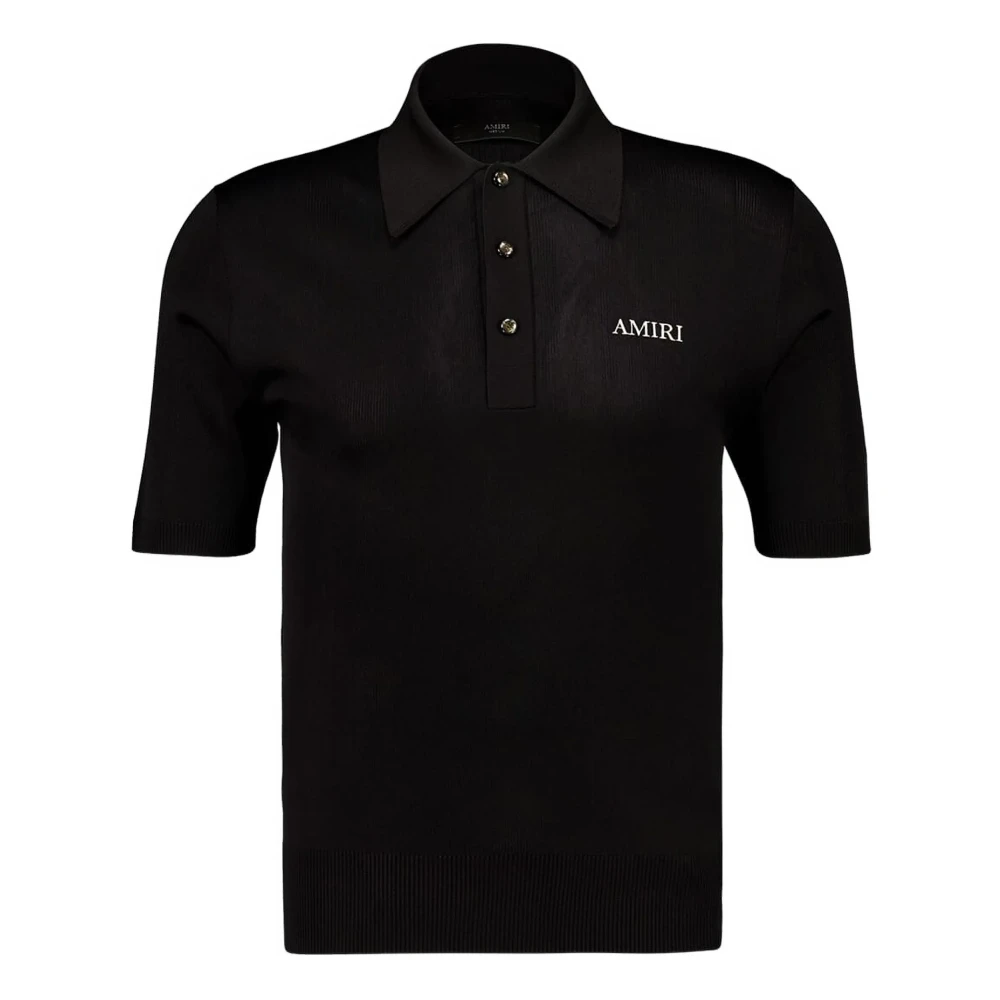 Amiri Men's Black Polo Shirts, M, Classic Polo Shirt Embroidered Logo