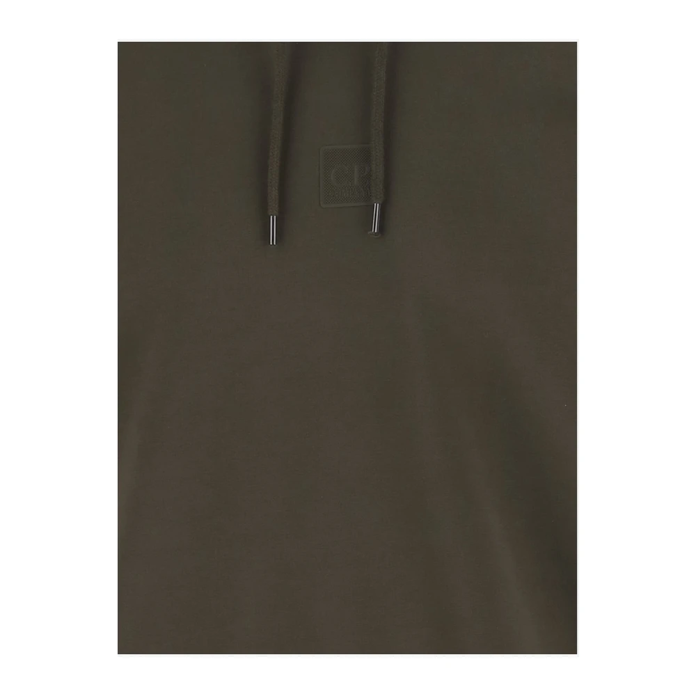 C.P. Company Donkergroene Stretch Katoenen Hoodie met Logo Green Heren