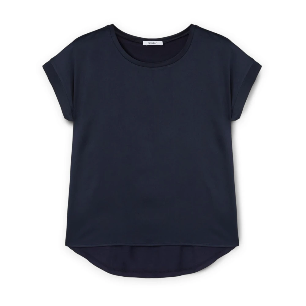 Motivi T-shirt gemaakt van twee verschillende materialen Blue Dames